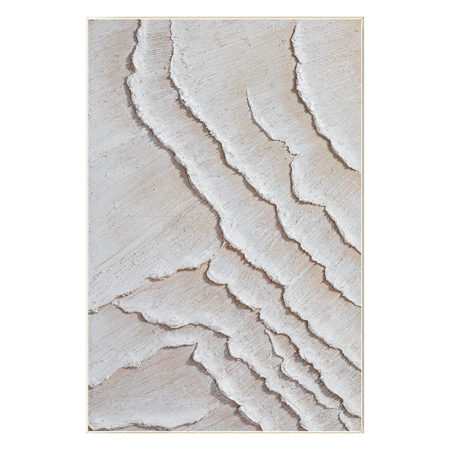 3D Textured Minimalist Painting: Cream Beige Tones, Large Canvas Wall Art #9