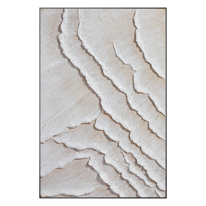 3D Textured Minimalist Painting: Cream Beige Tones, Large Canvas Wall Art #10