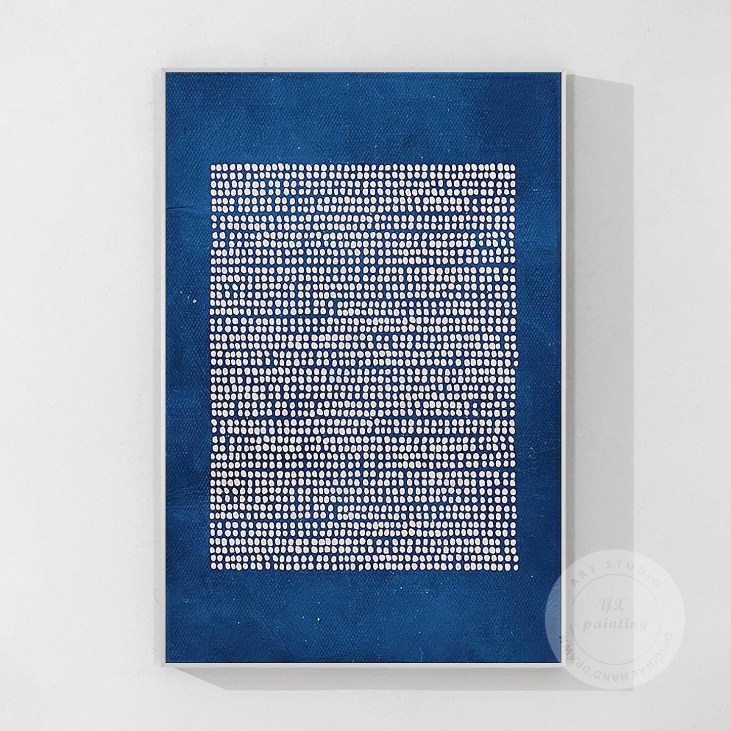 3D Textured Navy Blue Abstract Painting: Extra Large Minimalist Canvas Art #11