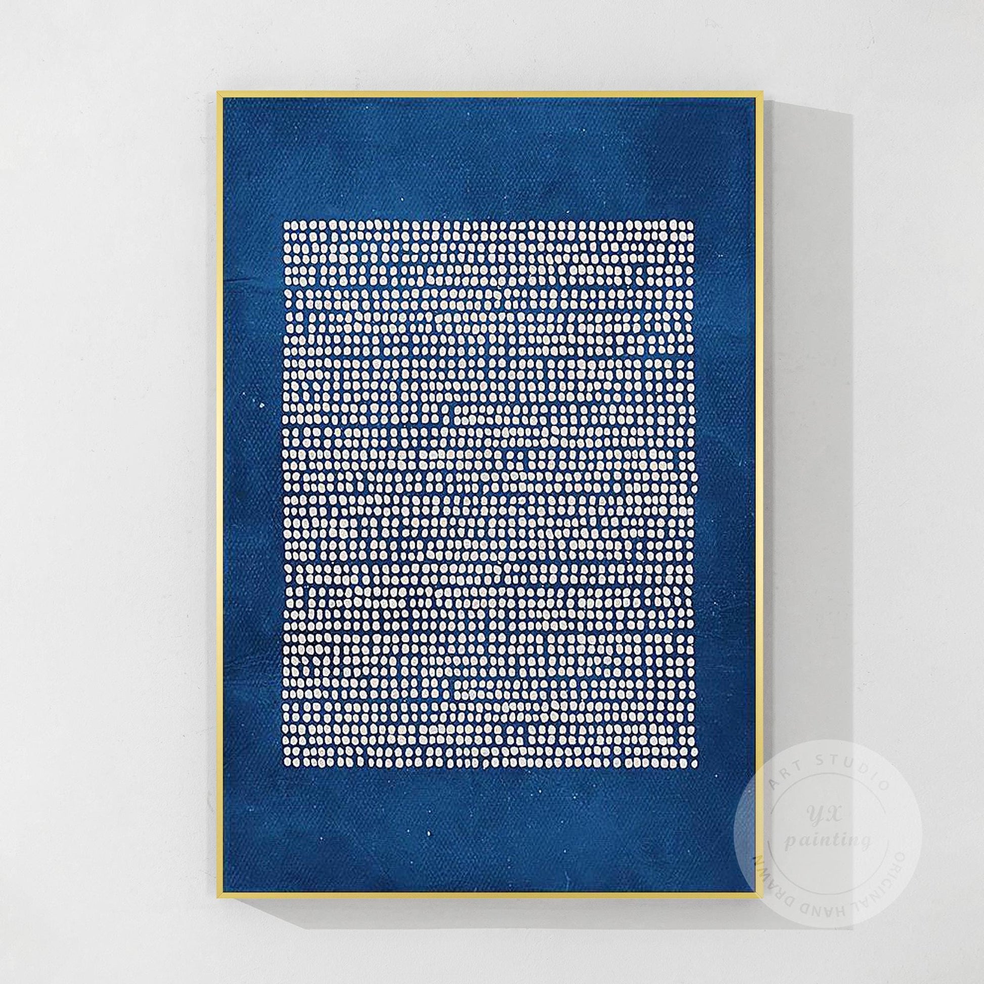 3D Textured Navy Blue Abstract Painting: Extra Large Minimalist Canvas Art #10