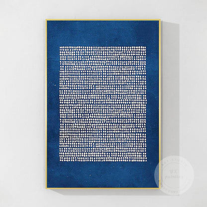 3D Textured Navy Blue Abstract Painting: Extra Large Minimalist Canvas Art #10