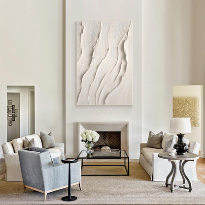 3D Textured Ocean Painting: Beige Coastal Wall Art #4