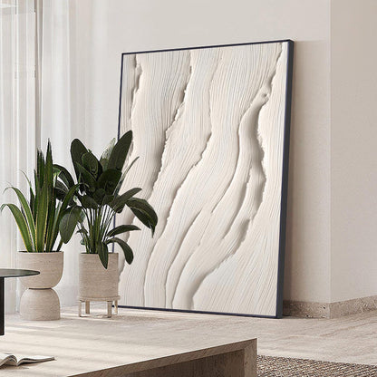 3D Textured Ocean Painting: Beige Coastal Wall Art #5
