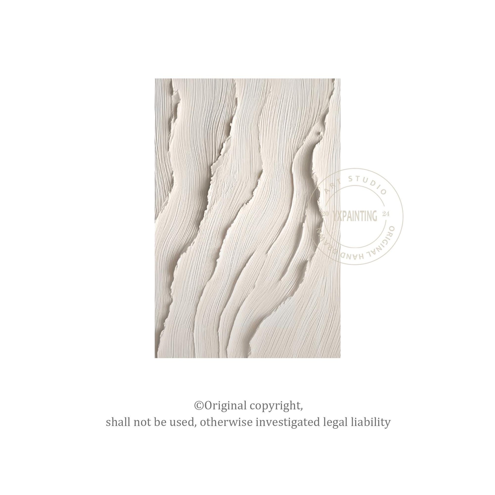 3D Textured Ocean Painting: Beige Coastal Wall Art #6