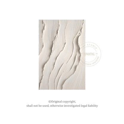 3D Textured Ocean Painting: Beige Coastal Wall Art #6