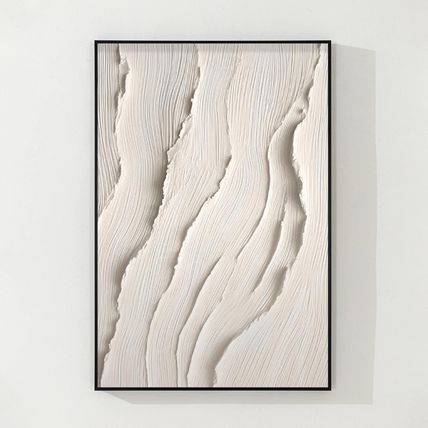 3D Textured Ocean Painting: Beige Coastal Wall Art #8