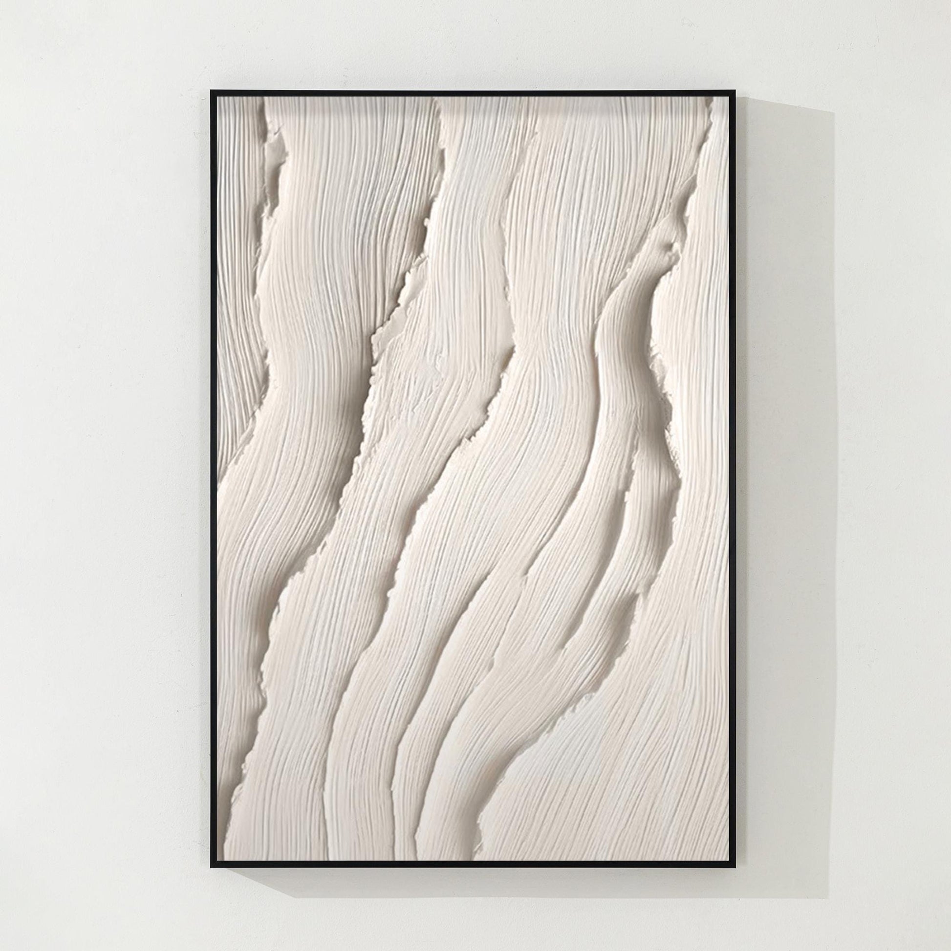 3D Textured Ocean Painting: Beige Coastal Wall Art #8