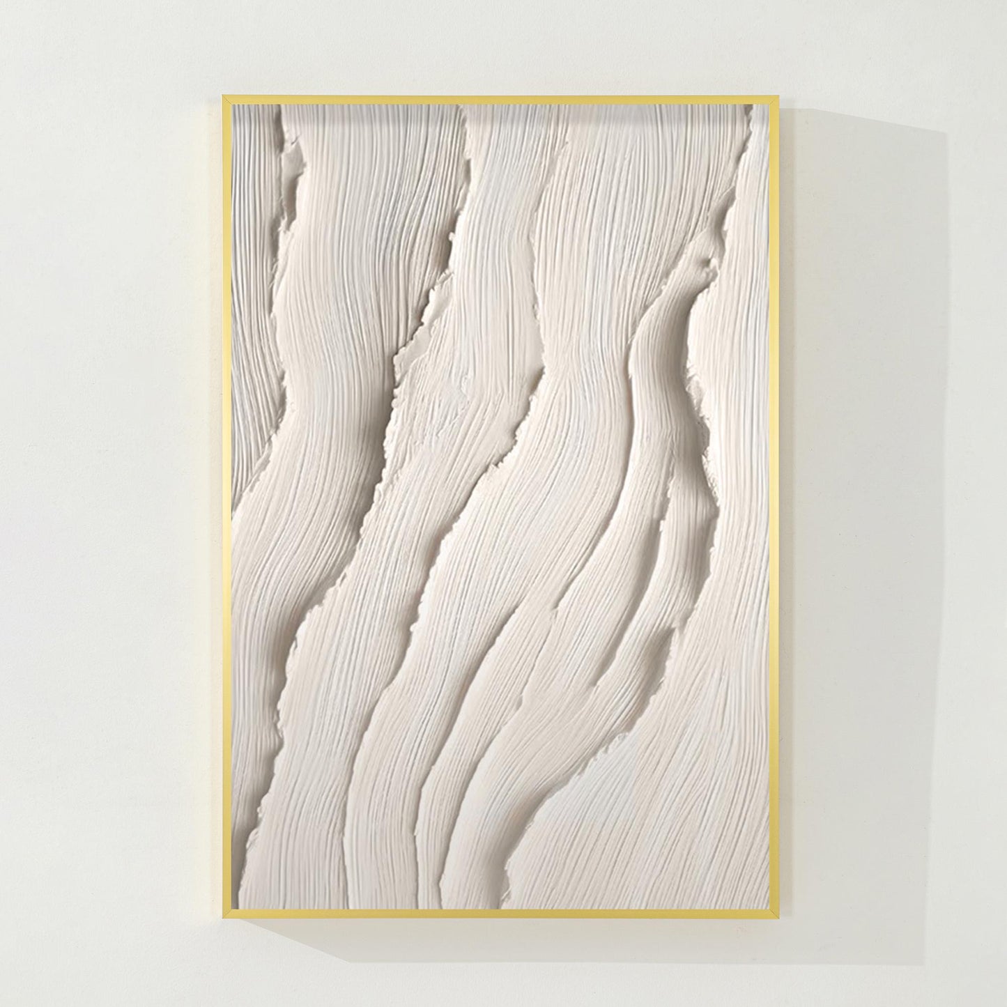3D Textured Ocean Painting: Beige Coastal Wall Art #9