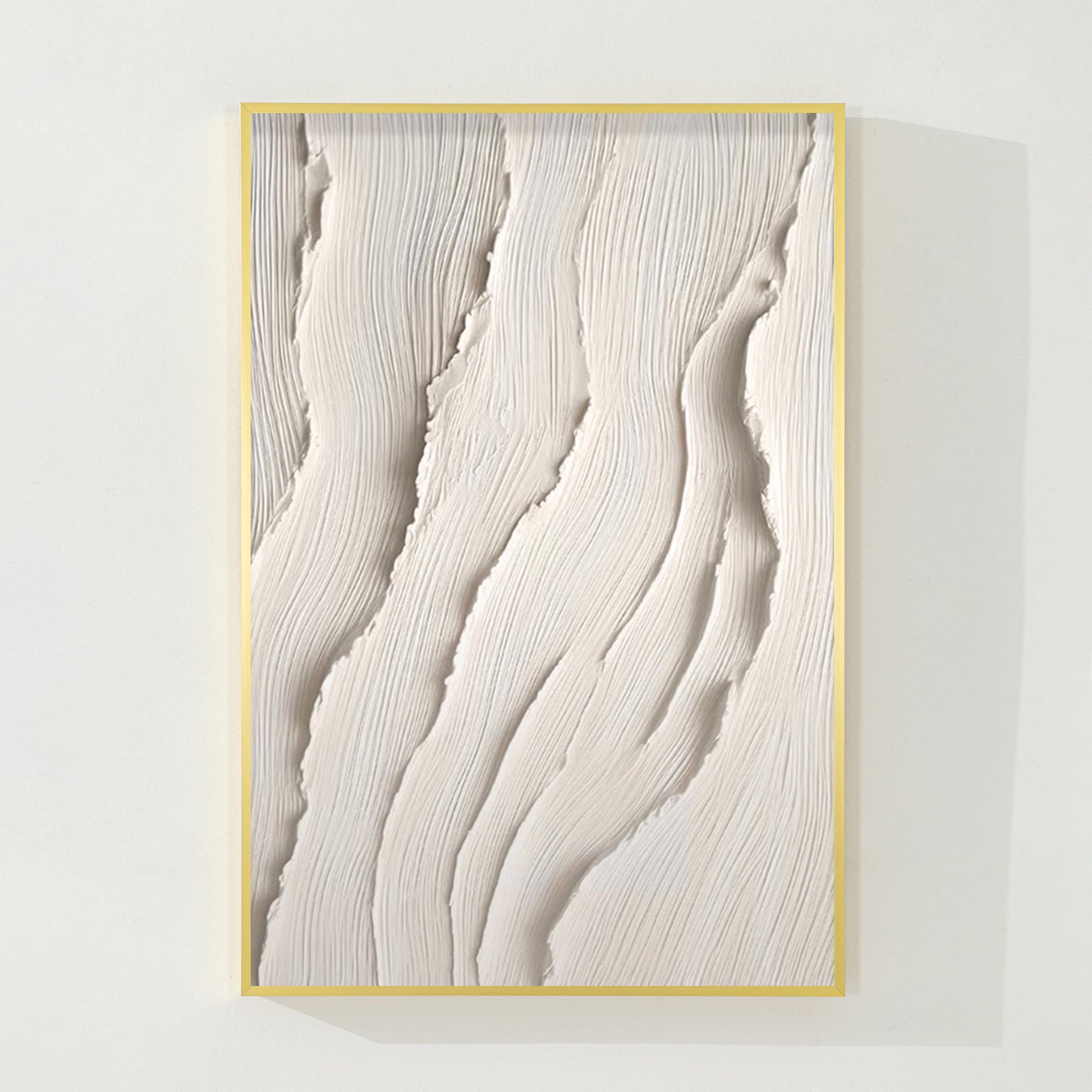 3D Textured Ocean Painting: Beige Coastal Wall Art #9