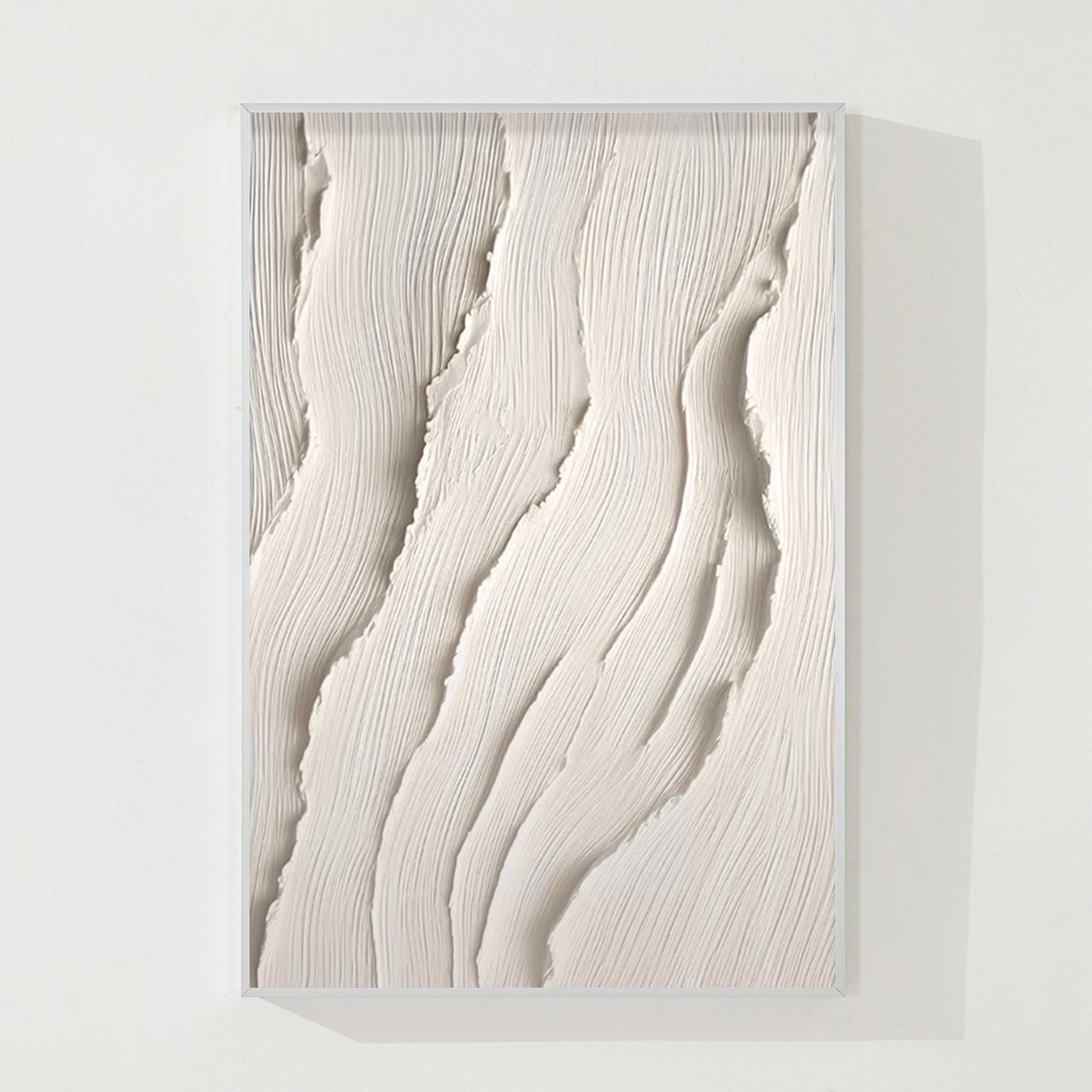 3D Textured Ocean Painting: Beige Coastal Wall Art #10