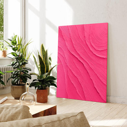 3D Textured Pink Painting on Canvas: Minimalist Dopamine Art #3