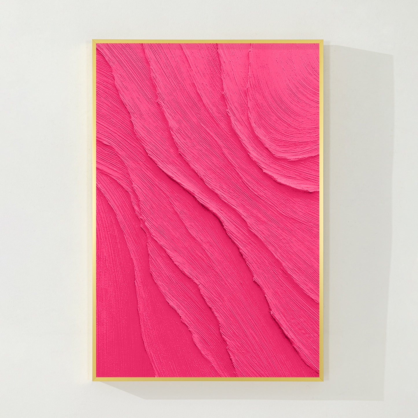 3D Textured Pink Painting on Canvas: Minimalist Dopamine Art #7