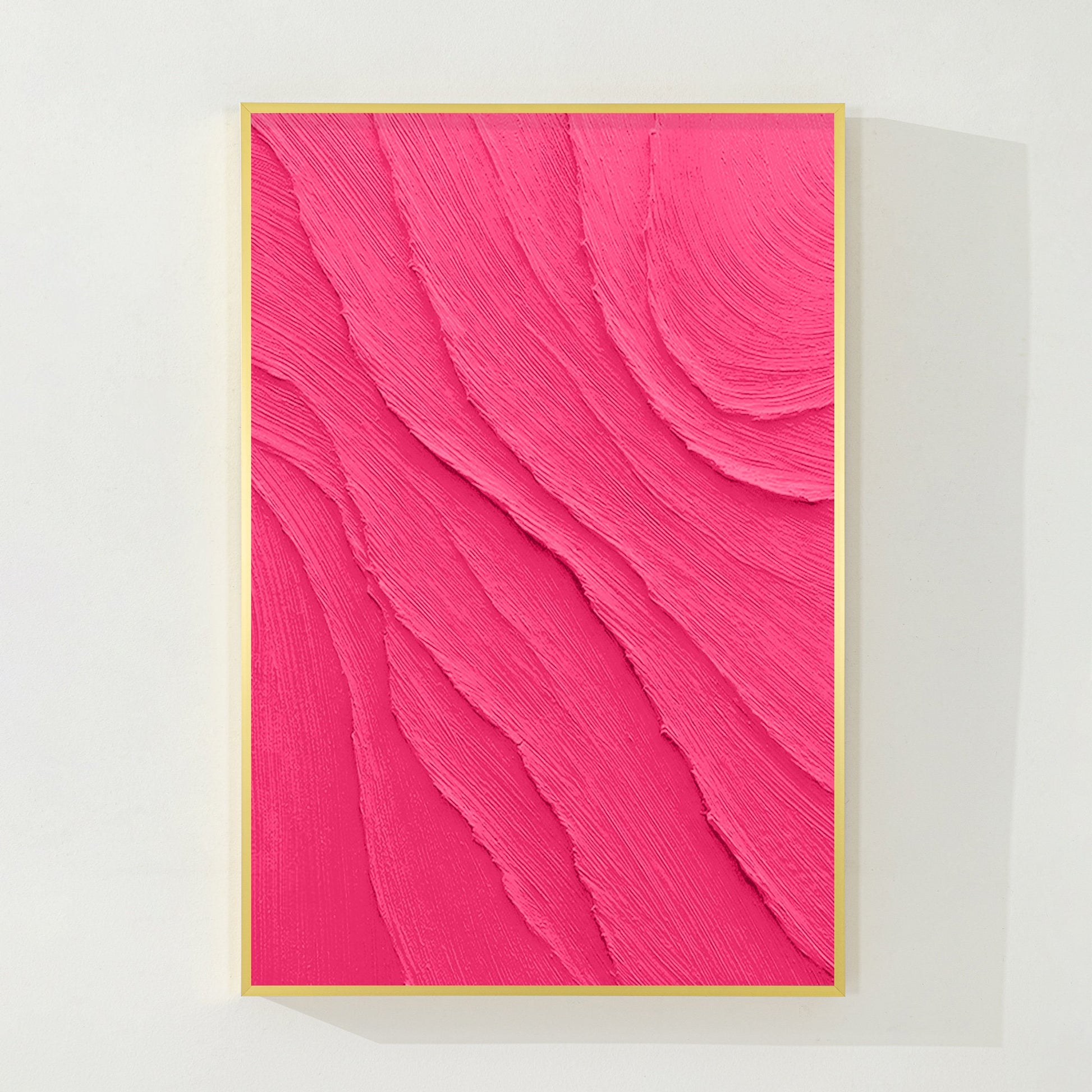 3D Textured Pink Painting on Canvas: Minimalist Dopamine Art #7
