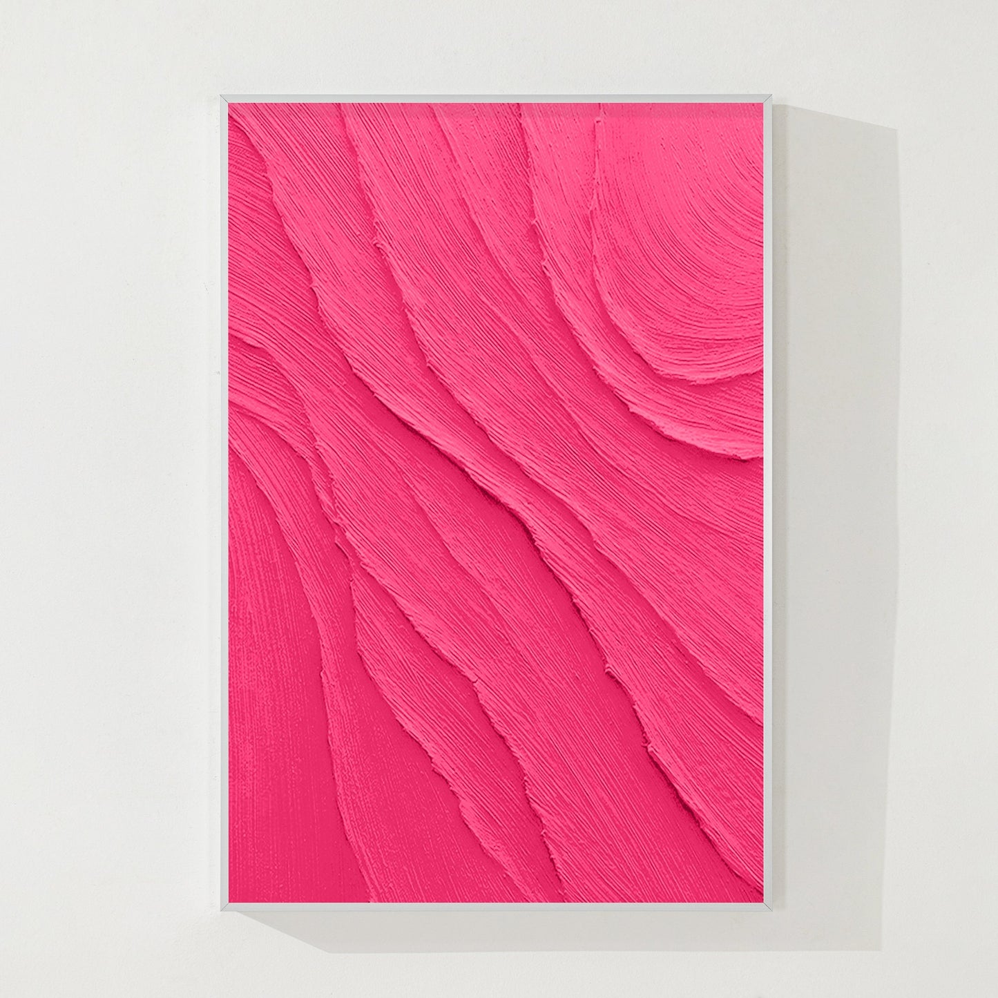 3D Textured Pink Painting on Canvas: Minimalist Dopamine Art #8