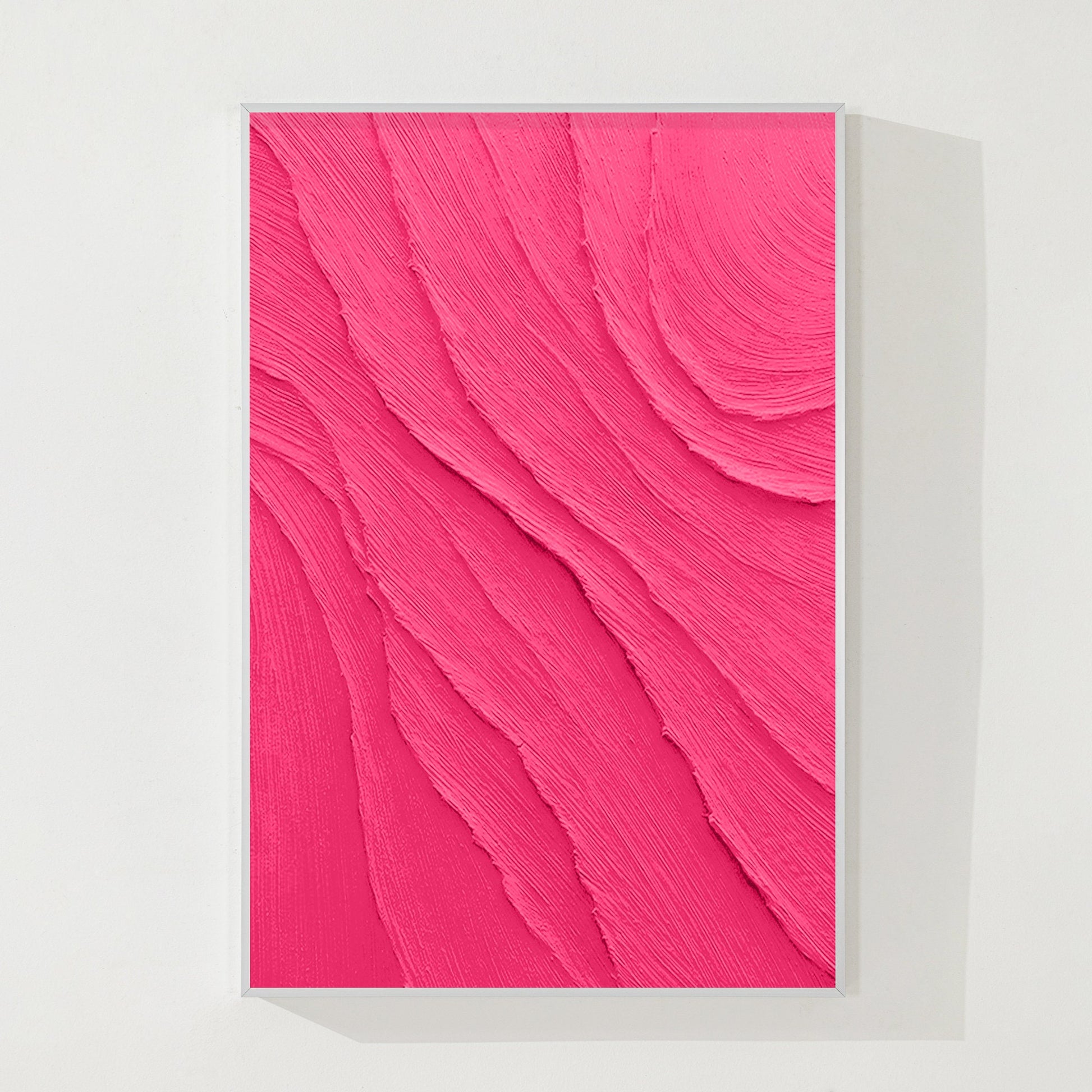 3D Textured Pink Painting on Canvas: Minimalist Dopamine Art #8