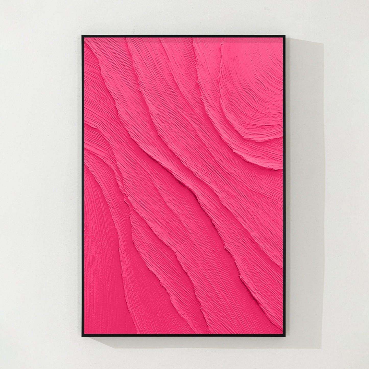 3D Textured Pink Painting on Canvas: Minimalist Dopamine Art #9