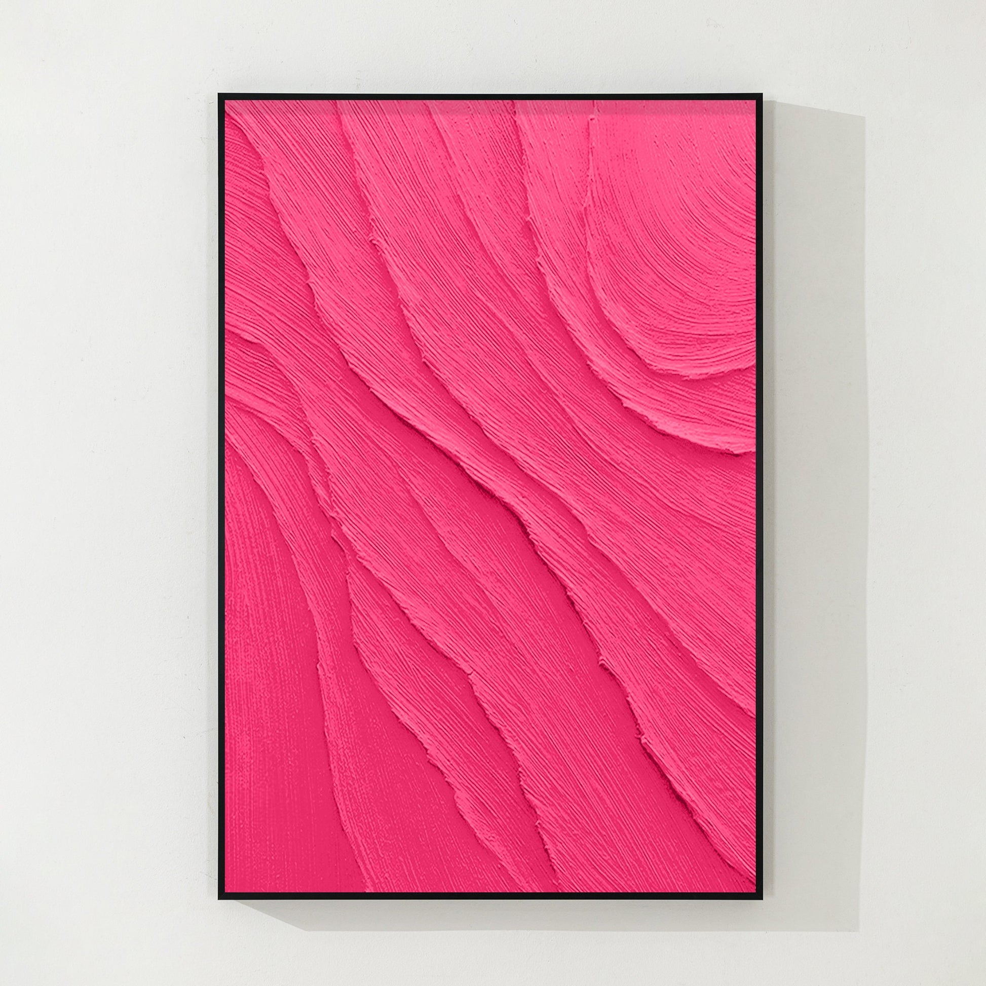 3D Textured Pink Painting on Canvas: Minimalist Dopamine Art #9