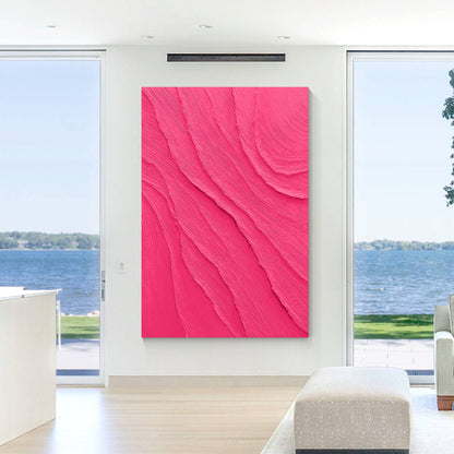 3D Textured Pink Painting on Canvas: Minimalist Dopamine Art #1