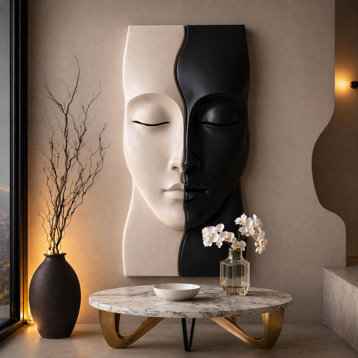 3D Textured Plaster Painting Set: Beige Minimalist Canvas Wall Art #13