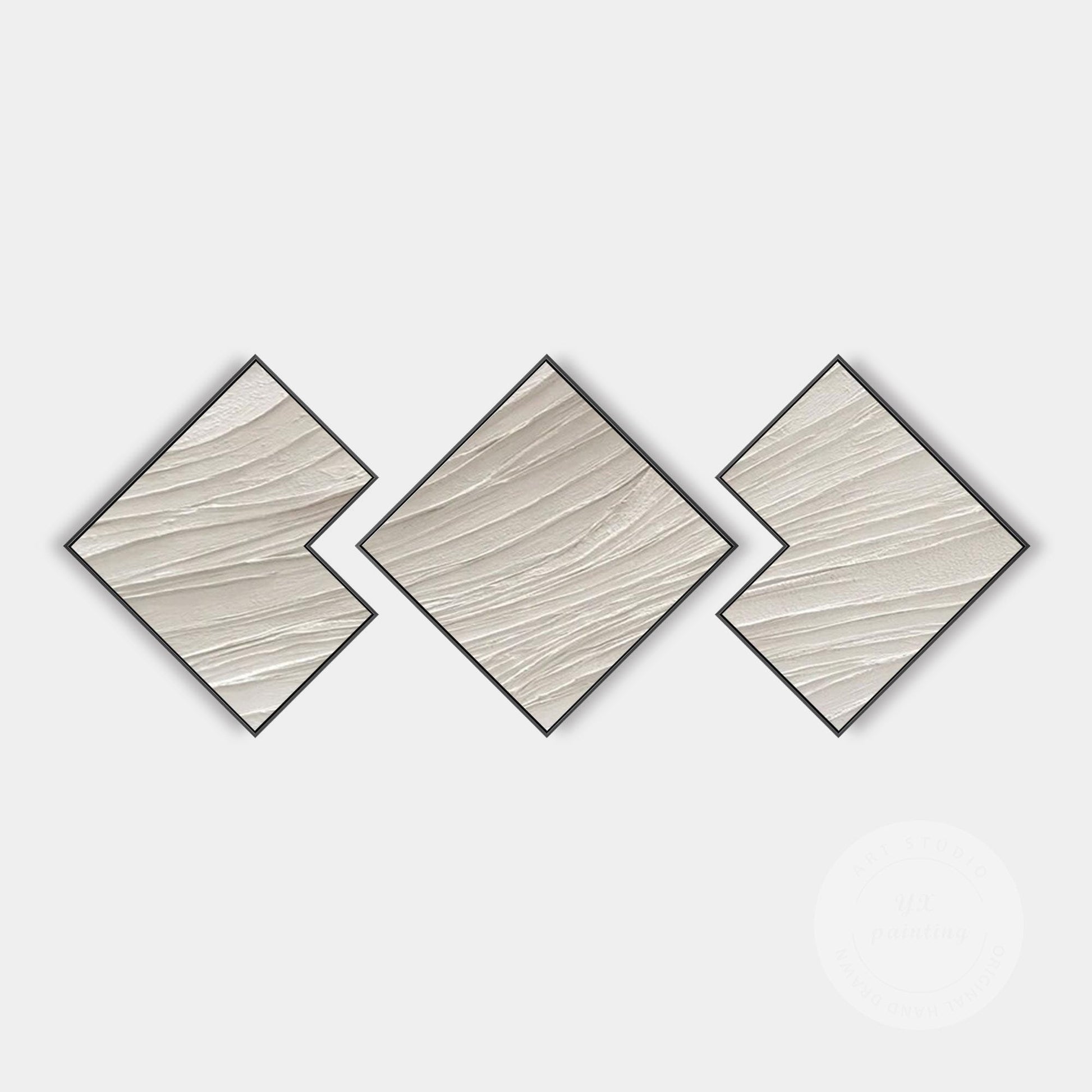 3D Textured Plaster Painting Set: Beige Minimalist Canvas Wall Art #8