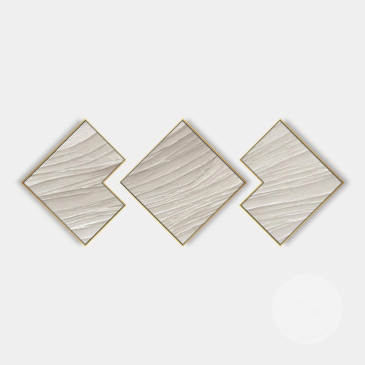 3D Textured Plaster Painting Set: Beige Minimalist Canvas Wall Art #9