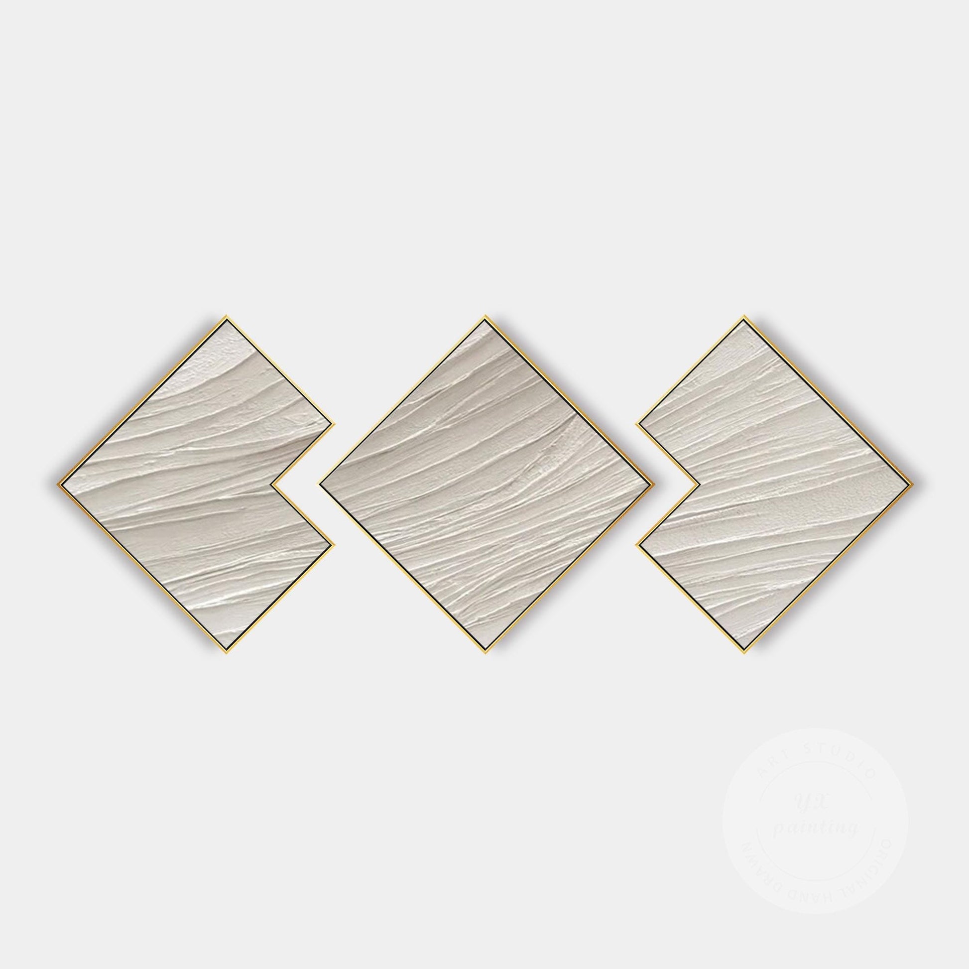 3D Textured Plaster Painting Set: Beige Minimalist Canvas Wall Art #9