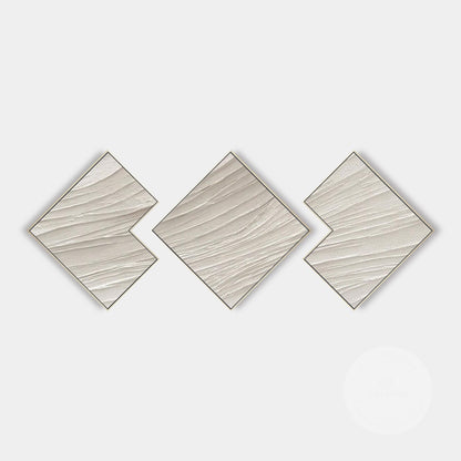 3D Textured Plaster Painting Set: Beige Minimalist Canvas Wall Art #10