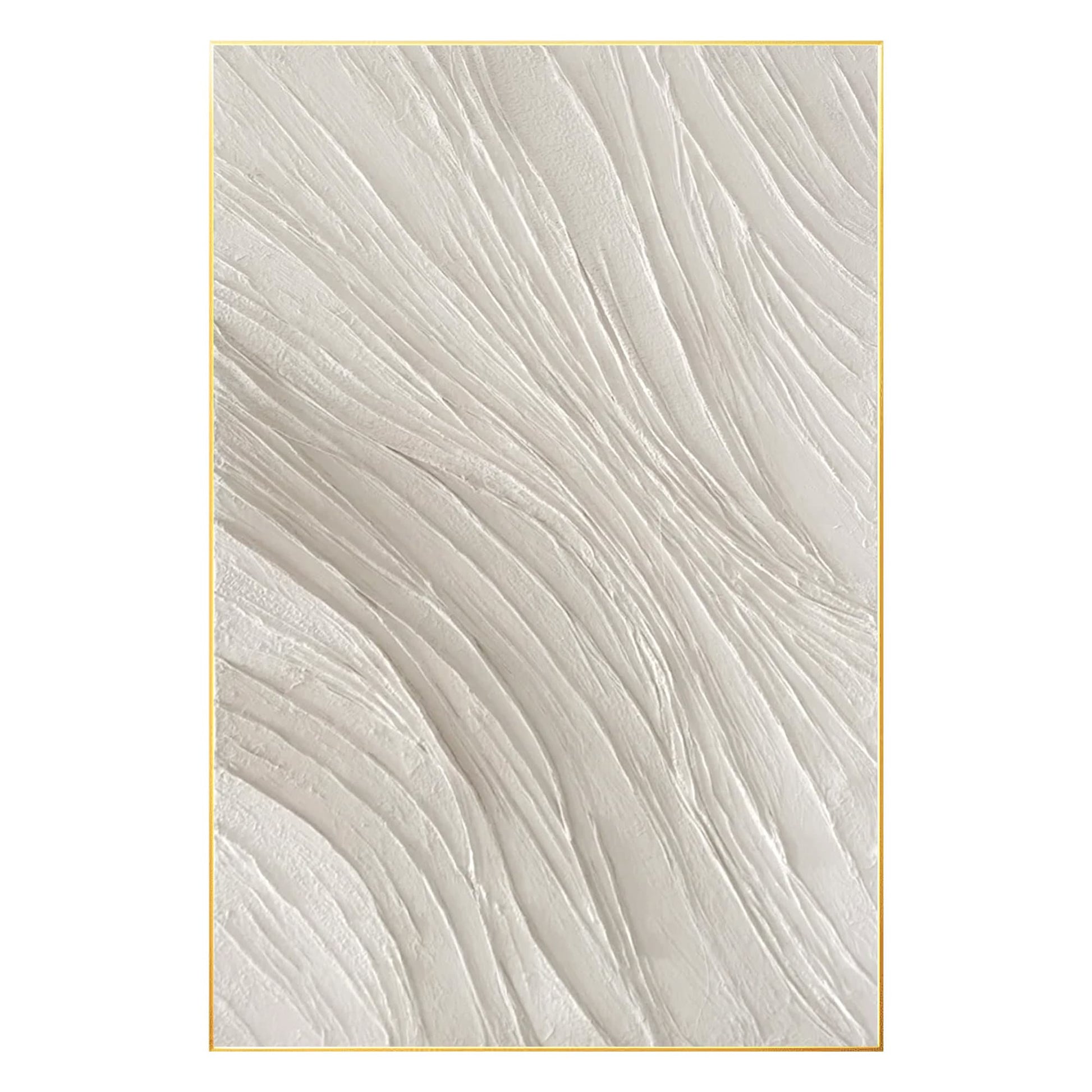 3D Textured Plaster Wall Art, Beige White Nordic Minimalist Canvas Painting, Lar #8