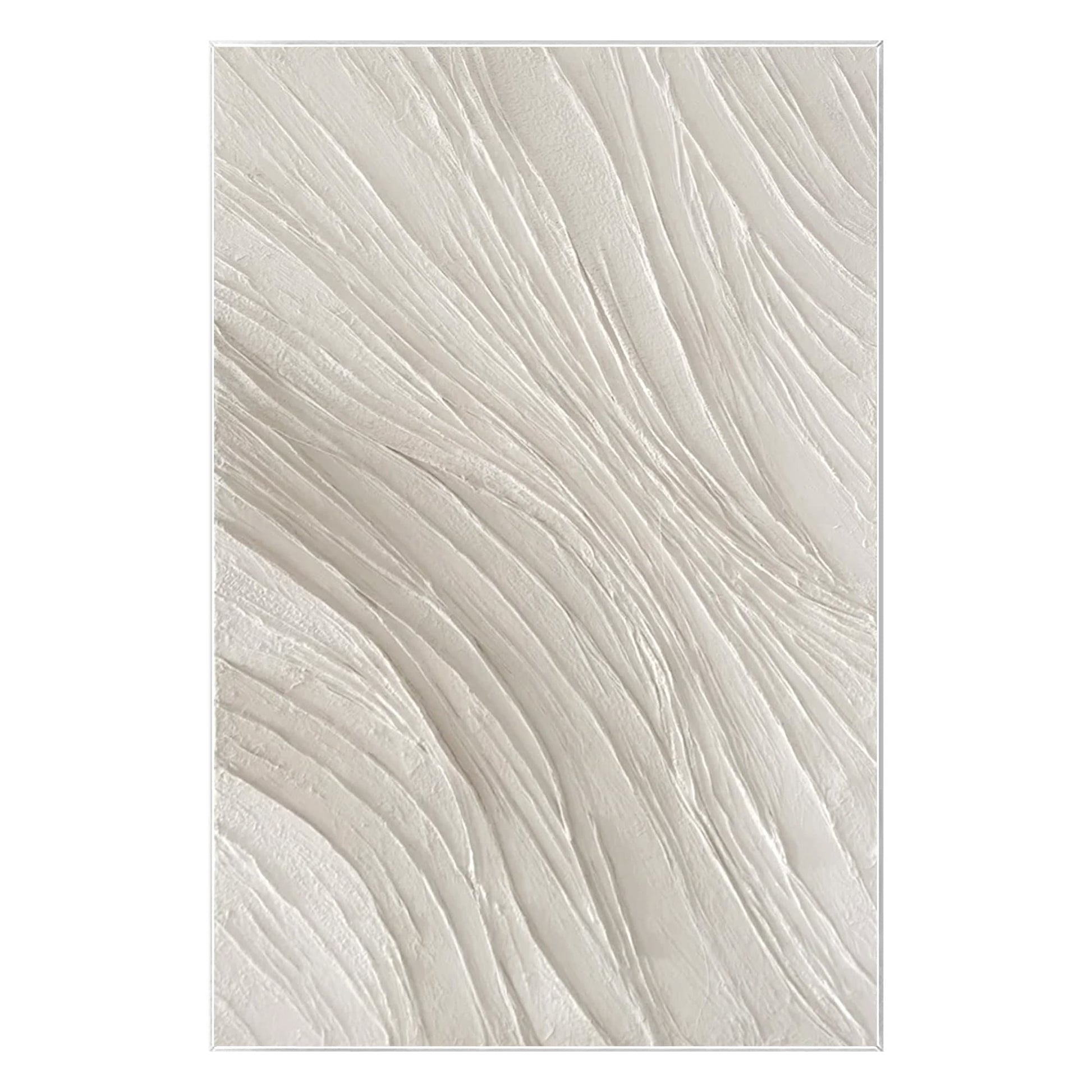 3D Textured Plaster Wall Art, Beige White Nordic Minimalist Canvas Painting, Lar #9