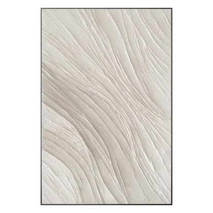 3D Textured Plaster Wall Art, Beige White Nordic Minimalist Canvas Painting, Lar #10