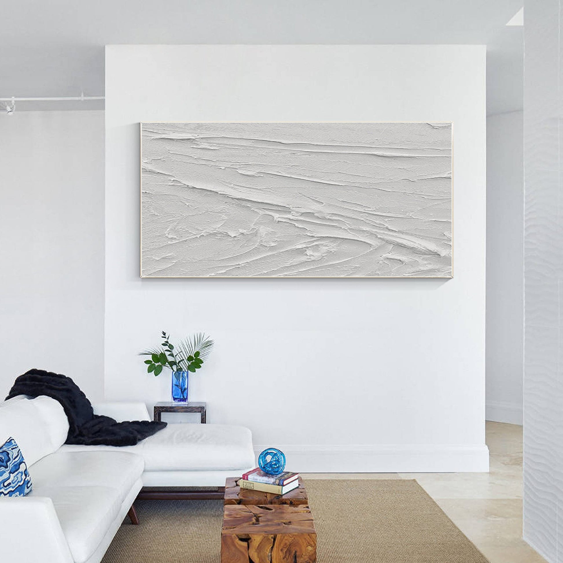 3D White Texture Painting: Minimalist Impasto Abstract Canvas Art #3