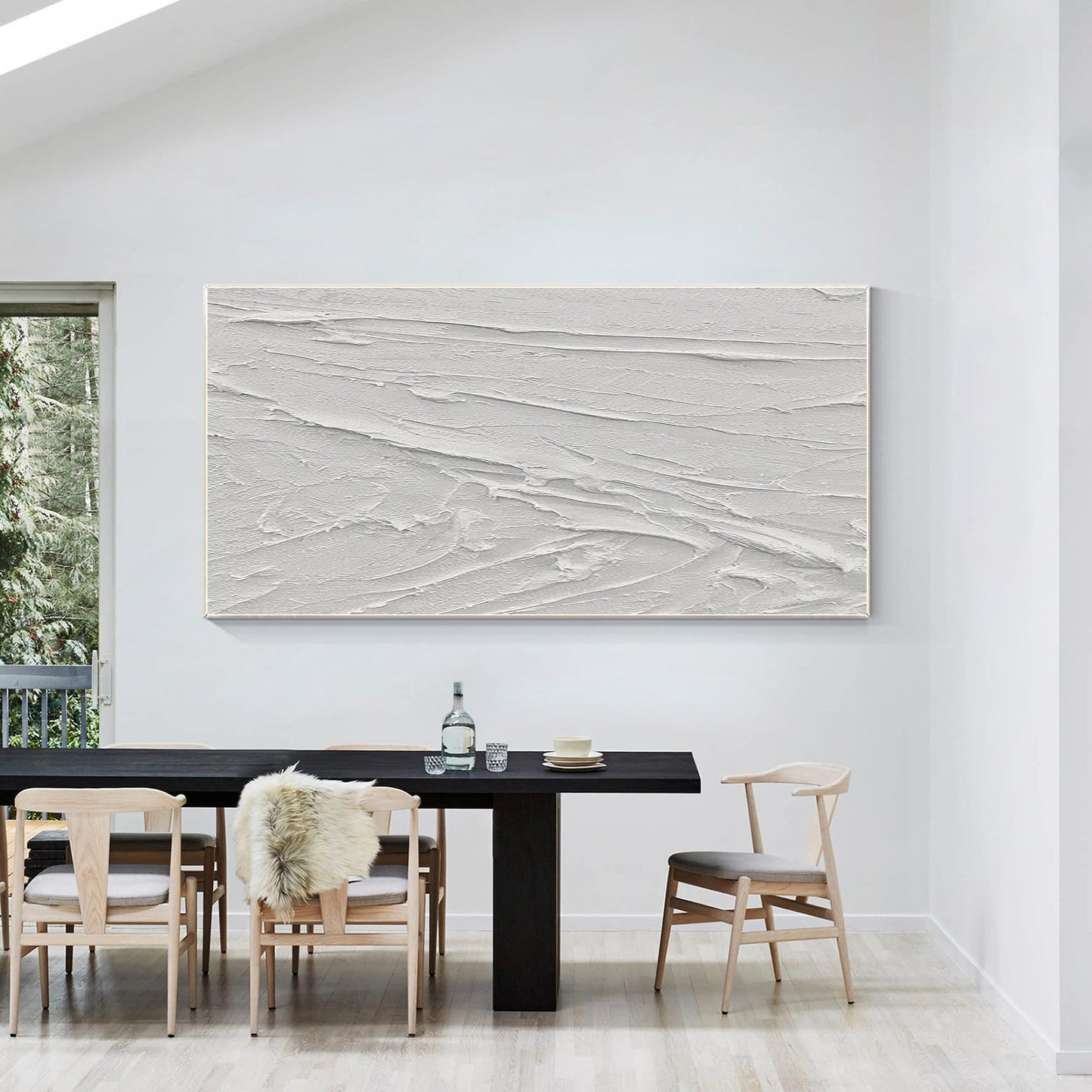 3D White Texture Painting: Minimalist Impasto Abstract Canvas Art #4