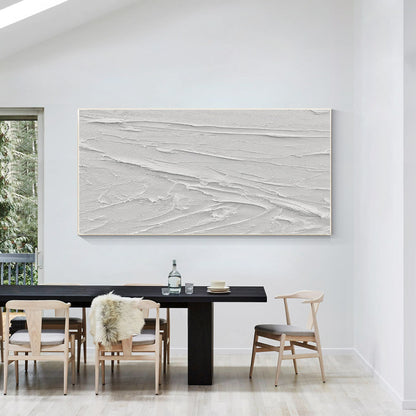 3D White Texture Painting: Minimalist Impasto Abstract Canvas Art #4