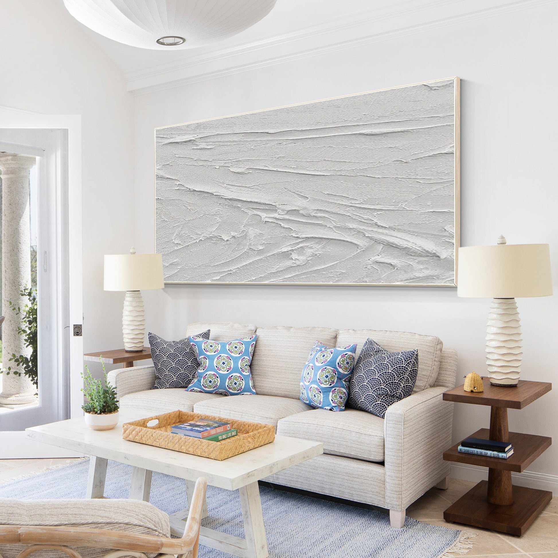 3D White Texture Painting: Minimalist Impasto Abstract Canvas Art #5