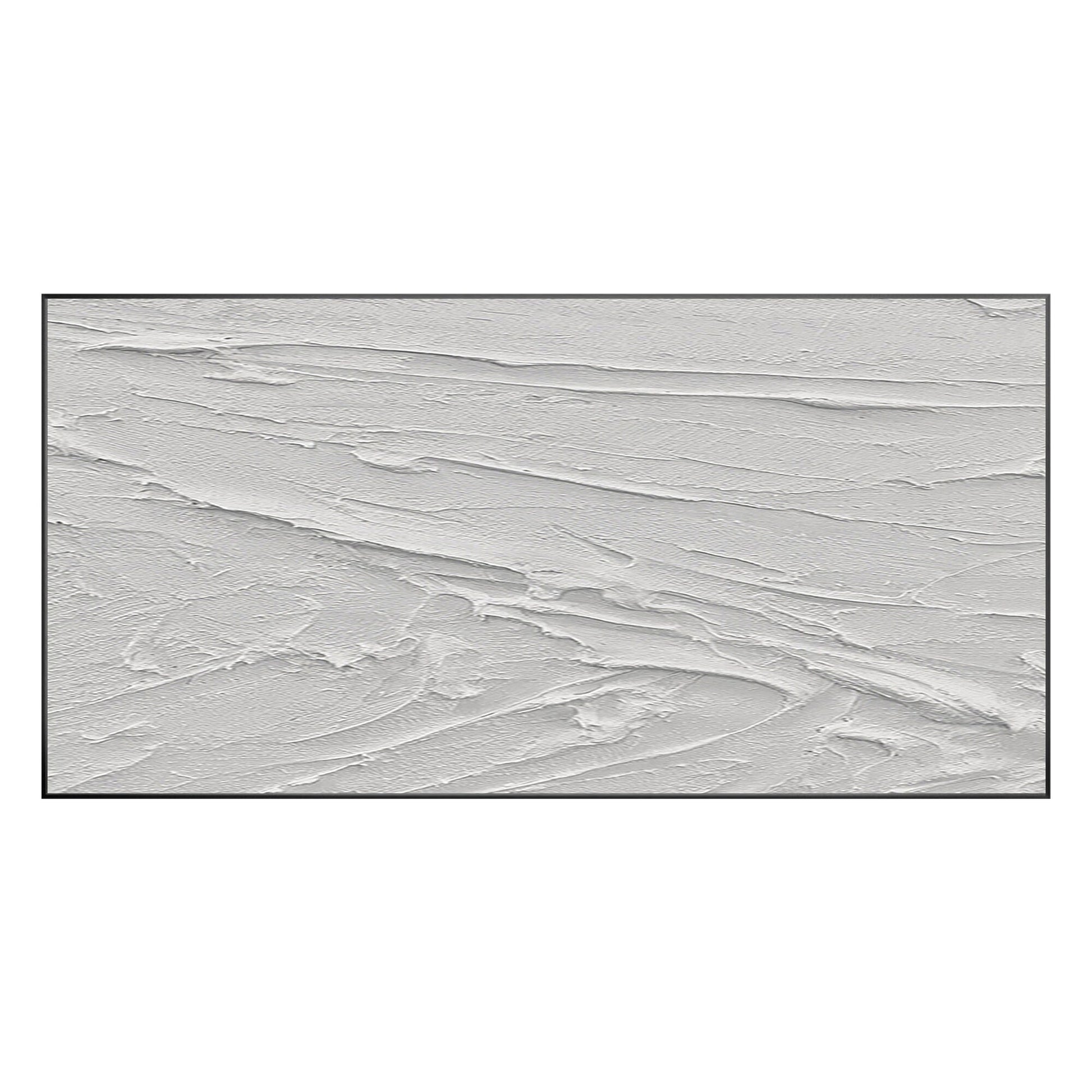 3D White Texture Painting: Minimalist Impasto Abstract Canvas Art #9