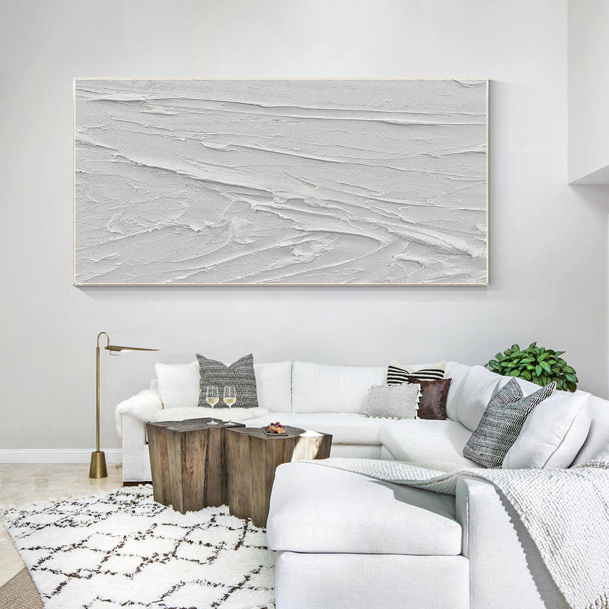 3D White Texture Painting: Minimalist Impasto Abstract Canvas Art #1