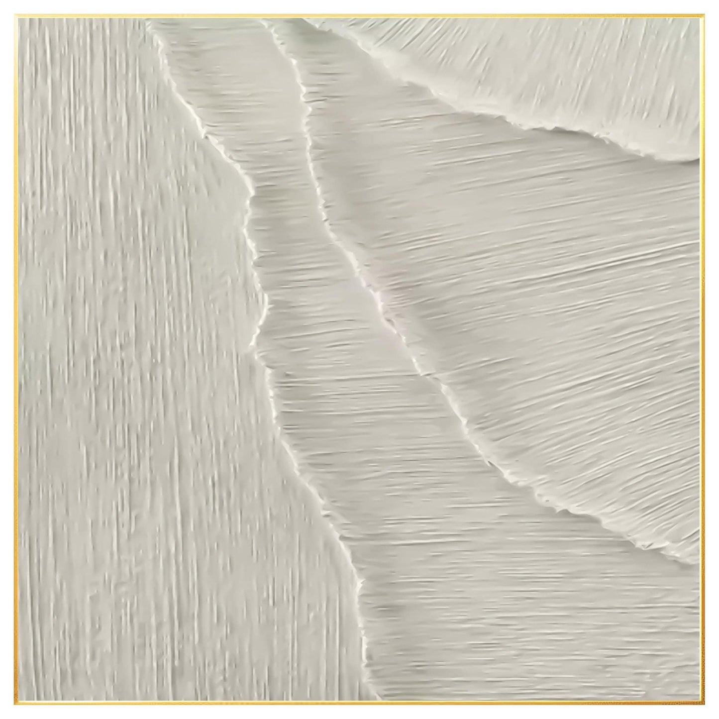 3D White Texture Painting: Minimalist Sea Waves Framed Wall Art #8
