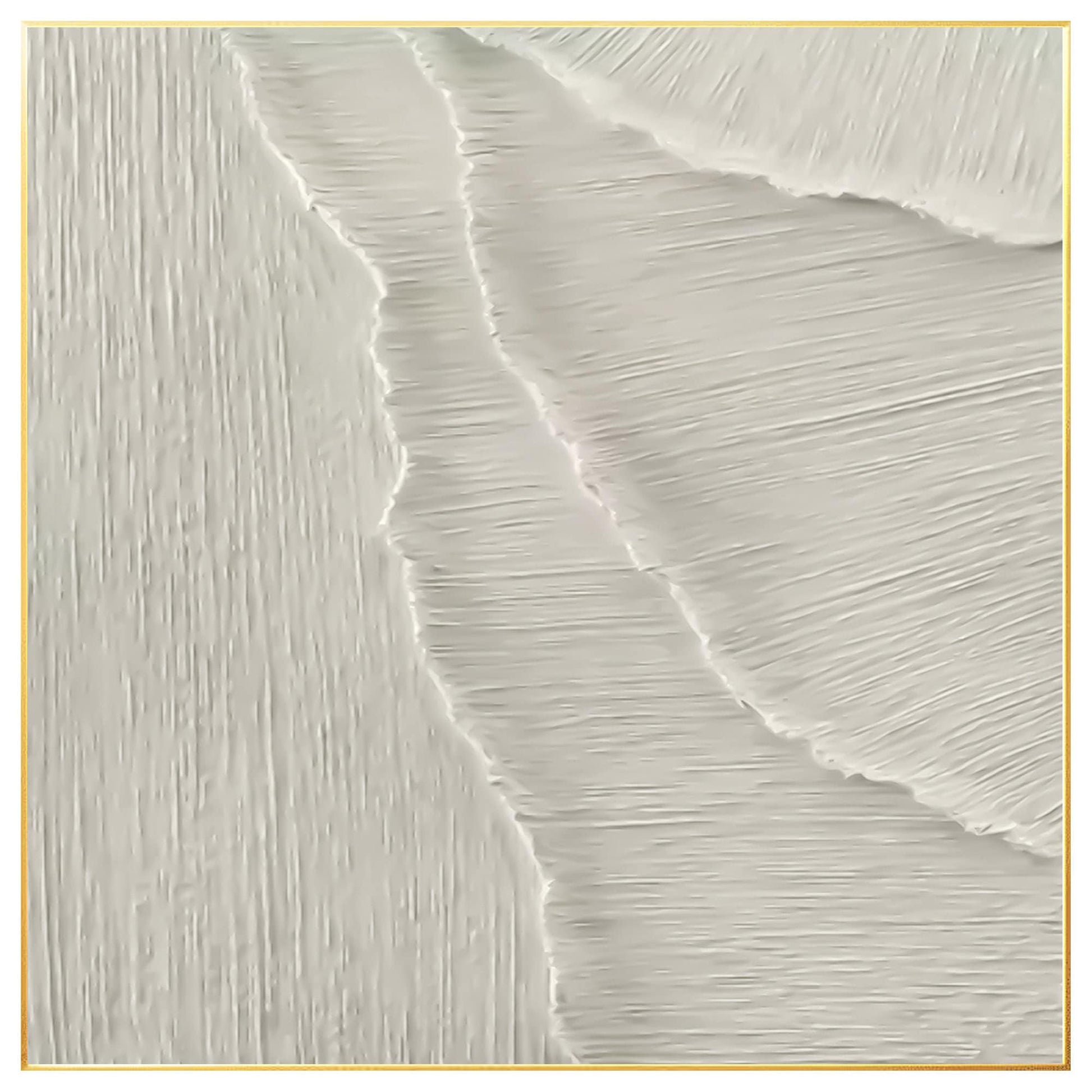 3D White Texture Painting: Minimalist Sea Waves Framed Wall Art #8