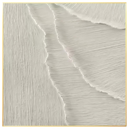3D White Texture Painting: Minimalist Sea Waves Framed Wall Art #8