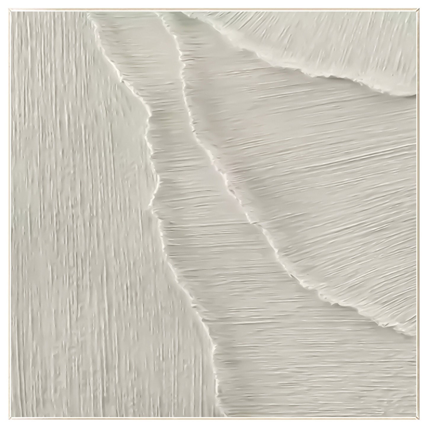 3D White Texture Painting: Minimalist Sea Waves Framed Wall Art #9