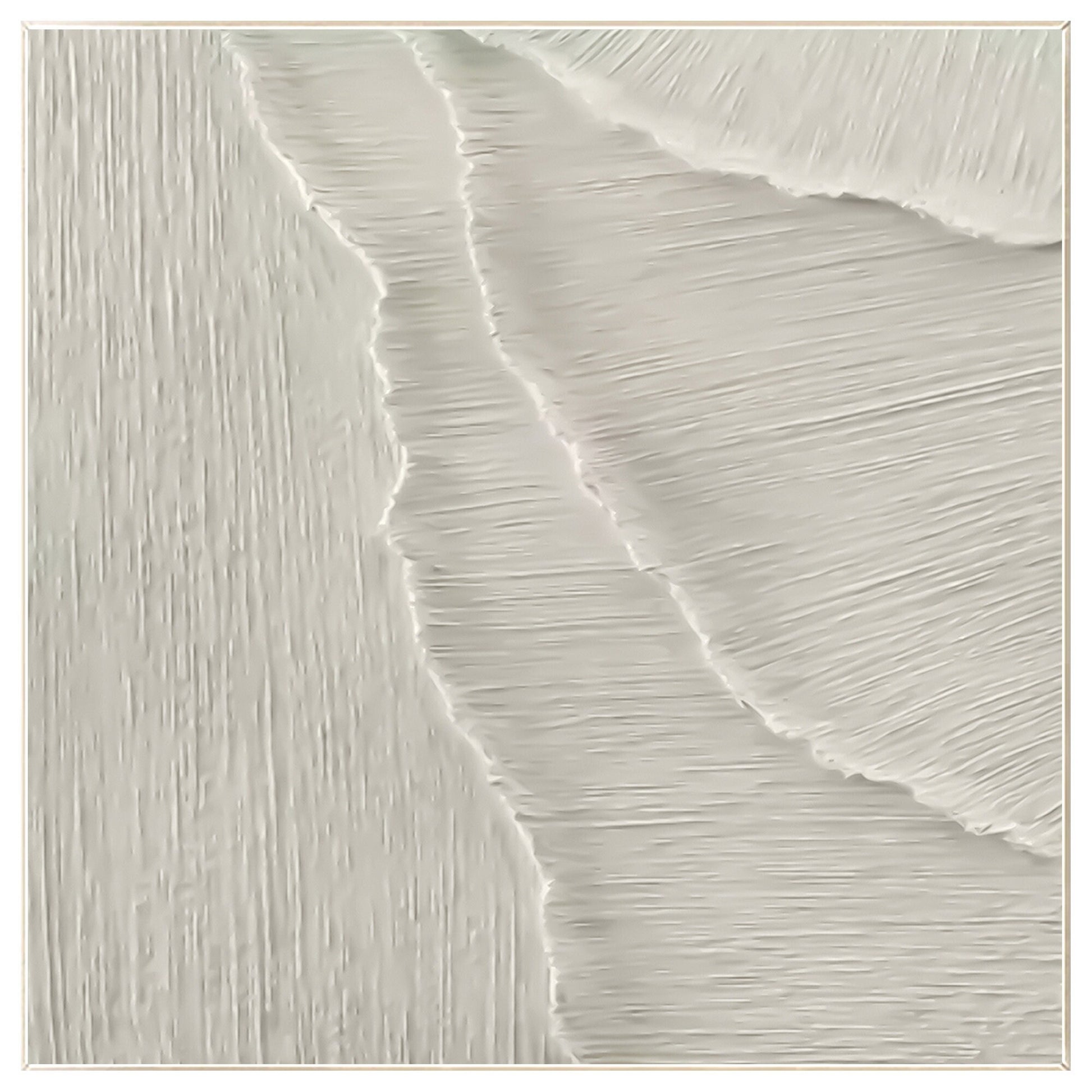 3D White Texture Painting: Minimalist Sea Waves Framed Wall Art #9