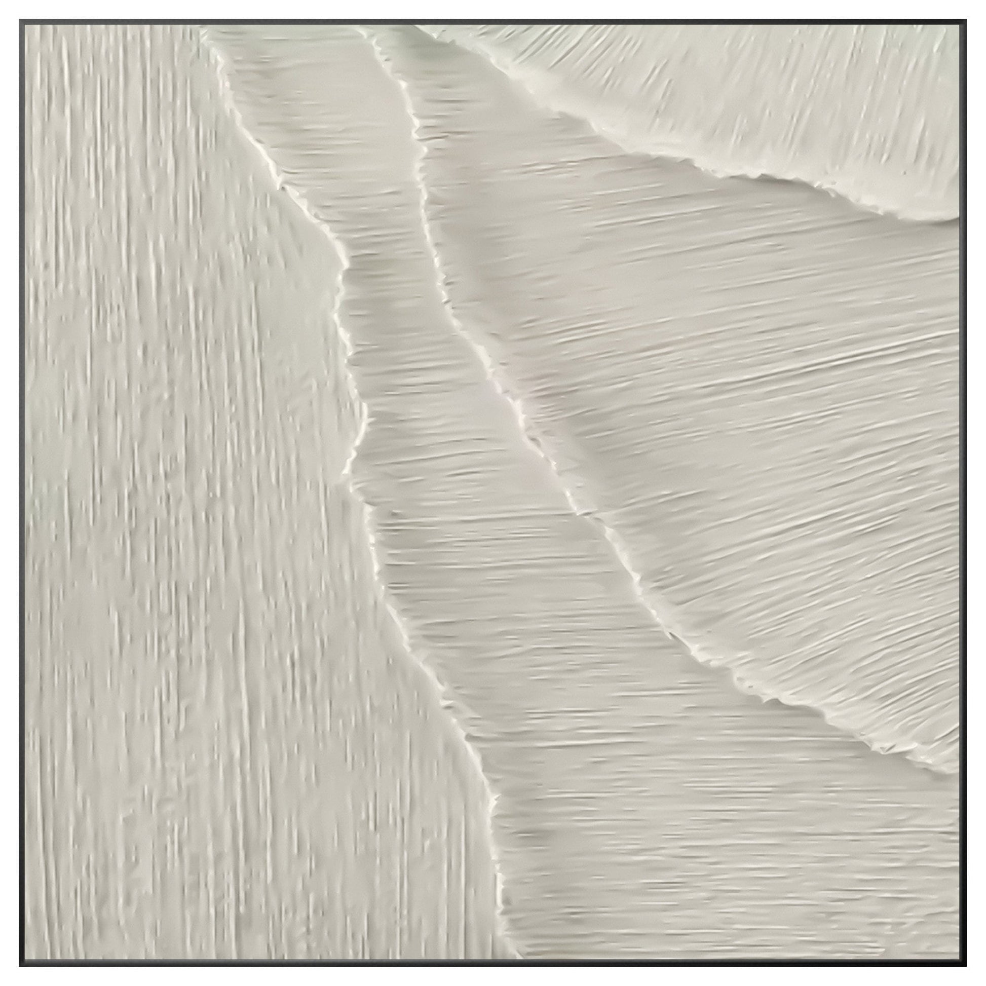 3D White Texture Painting: Minimalist Sea Waves Framed Wall Art #10
