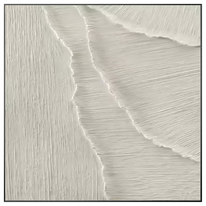 3D White Texture Painting: Minimalist Sea Waves Framed Wall Art #10