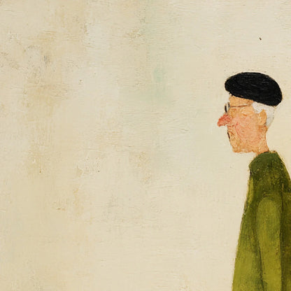 A LIFETIME'S WALK: Charming Figurative Art of an Elderly Couple and Their Dog | rectangular format, hand-painted canvas edge