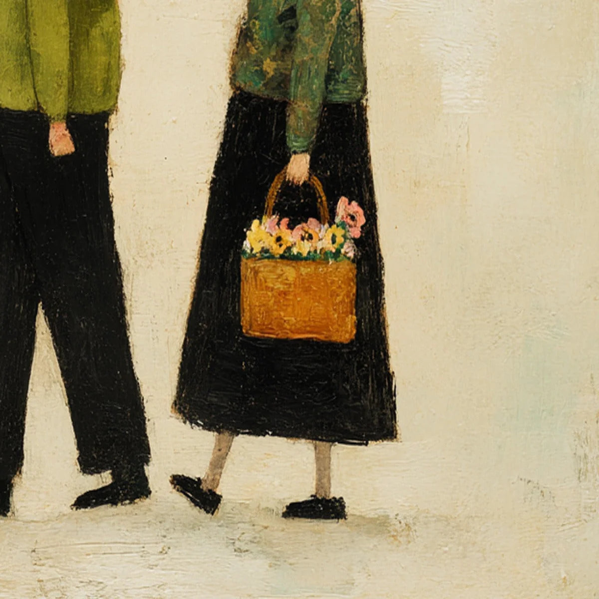 A LIFETIME'S WALK: Charming Figurative Art of an Elderly Couple and Their Dog | rolled canvas, ready for custom framing