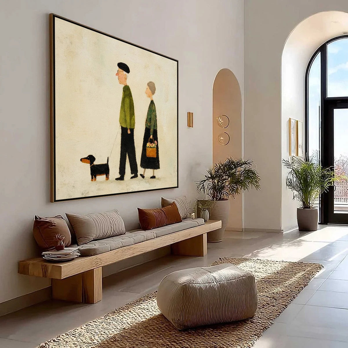 A LIFETIME'S WALK: Charming Figurative Art of an Elderly Couple and Their Dog | textured mood, soft natural light studio shot