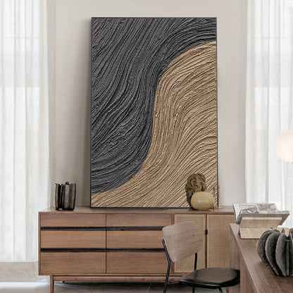 Abstract 3D Textured Painting: Brown Black Wabi Sabi Wall Art #2
