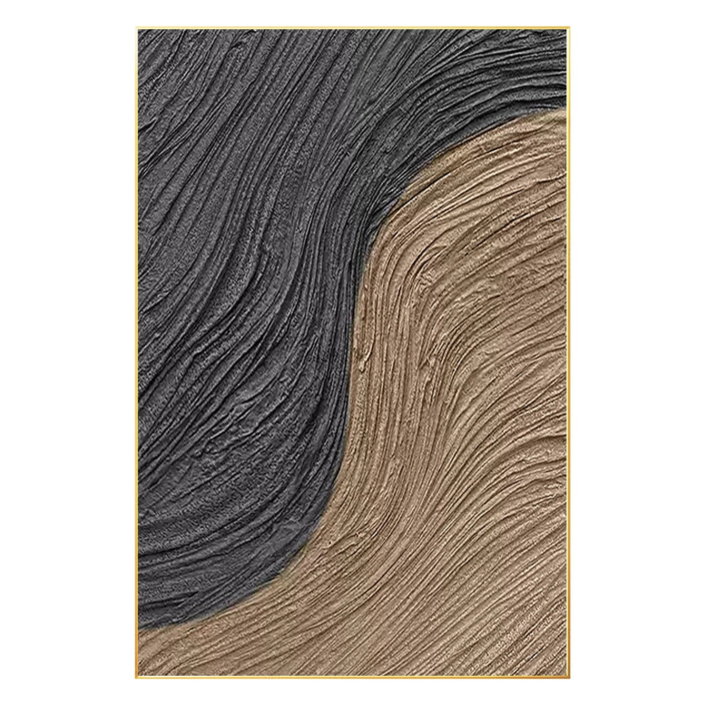 Abstract 3D Textured Painting: Brown Black Wabi Sabi Wall Art #8