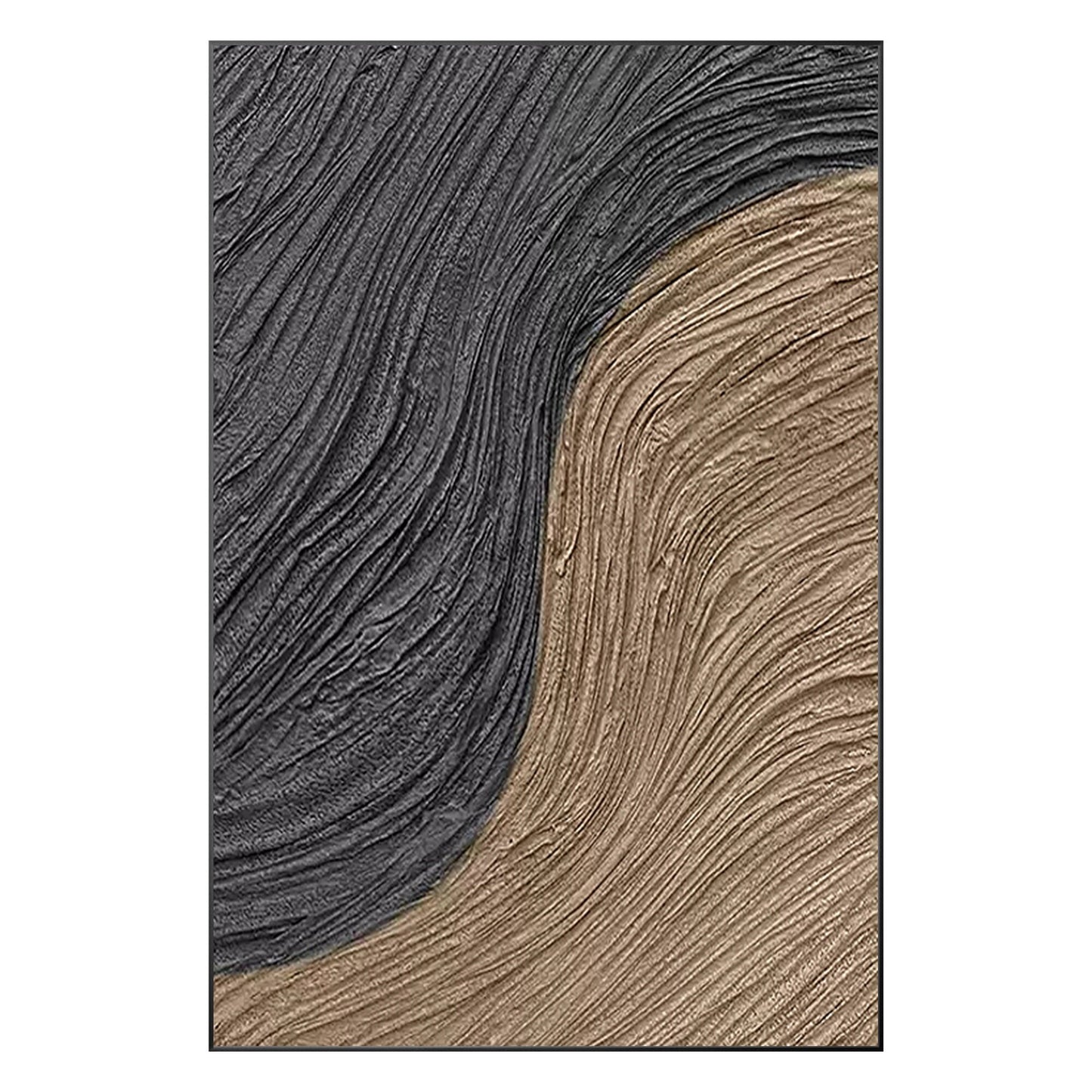 Abstract 3D Textured Painting: Brown Black Wabi Sabi Wall Art #10
