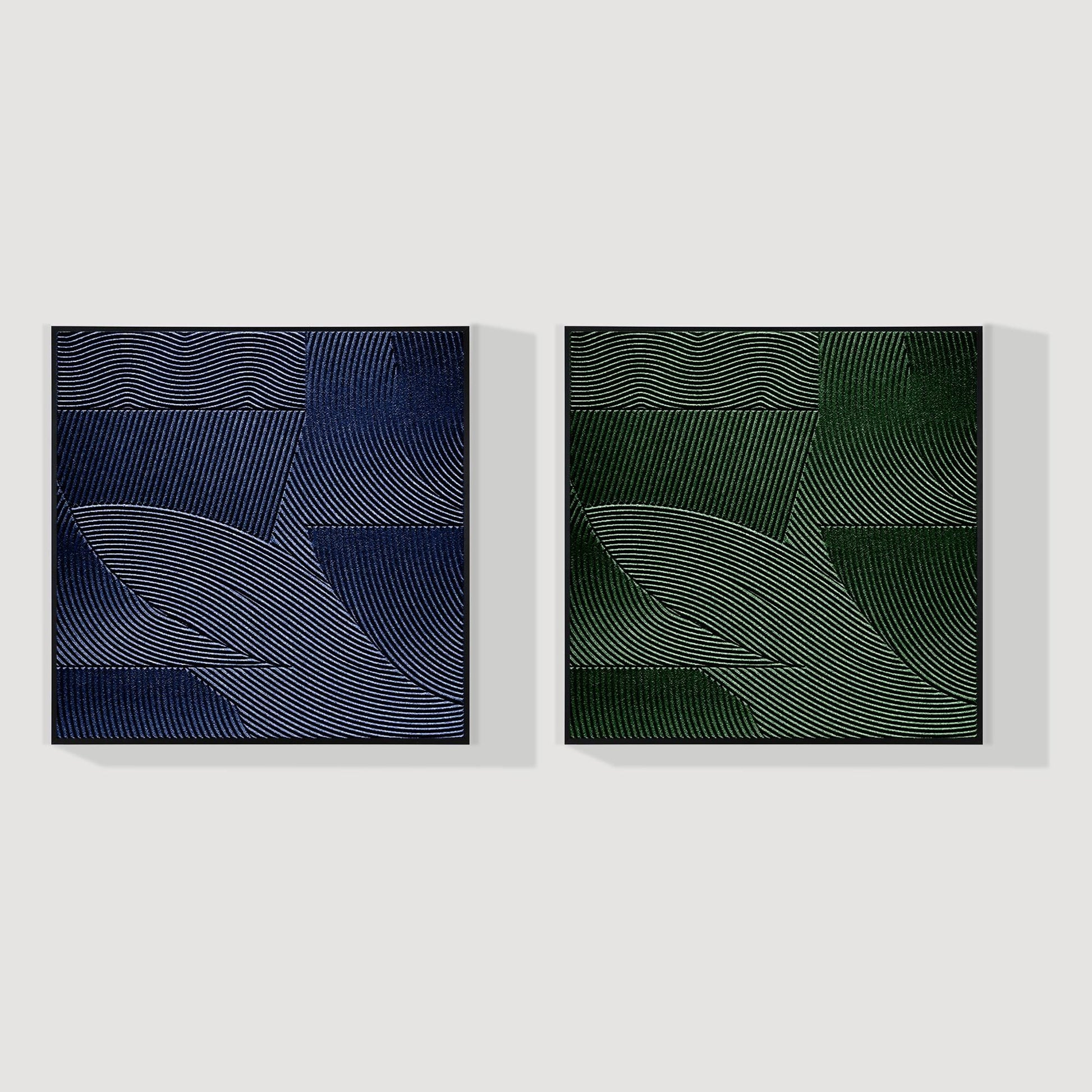 Abstract 3D Textured Painting: Green & Blue Nordic Wall Art, Set of 2 #7